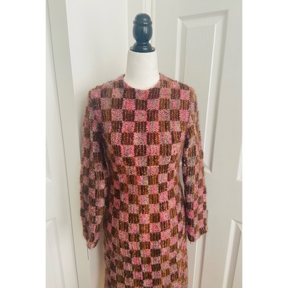 60s/70s Vintage Brown & Pink Dress size small/xs - Picture 2 of 7